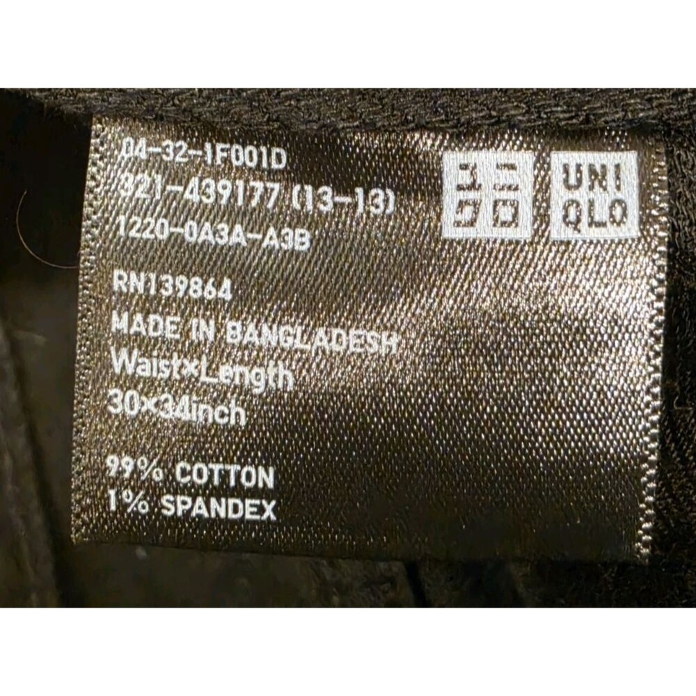 Uniqlo Mens Stretch Selvedge Slim Fit Jeans Black 30x34 Tag (Measures 29x29) EUC - Picture 8 of 9